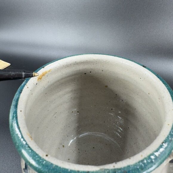 1998 La Crescent Mn Stoneware Pottery Coffee Mug Cup Gray Green Glaze Signed - Picture 10 of 16